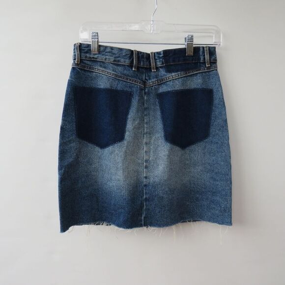 Zara TRF IX'D Makers Womens Size Small Denim Upcycled Distressed Jean Skirt - Picture 9 of 15